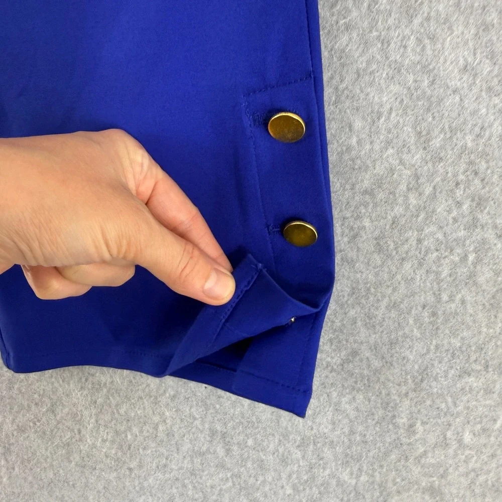 Tyler Boe‎ Royal Blue Ankle Pants Gold Button Career Casual Size 12 NWT